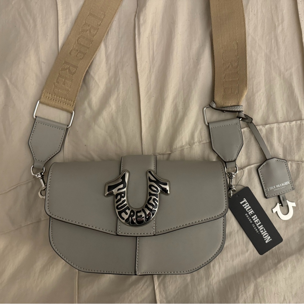 True Religion Light Gray Crossbody with Silver Accents